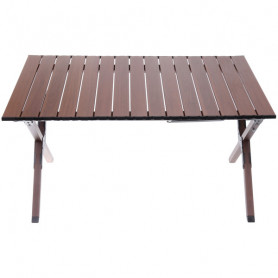 Стол кемпинговый складной 86*58*44 см, цвет: темное дерево, каркас алюминий